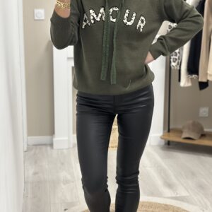 Pull Amour Capuche-Kaki