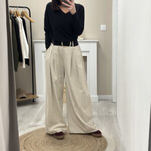 Pantalon Velour Justine-Creme