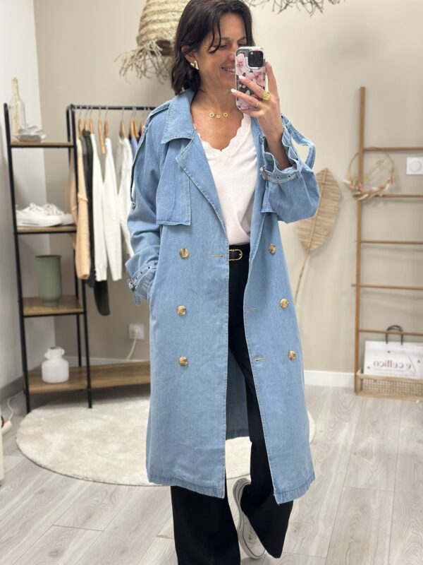 Veste Trench Eline-Bleu Jean – Image 2