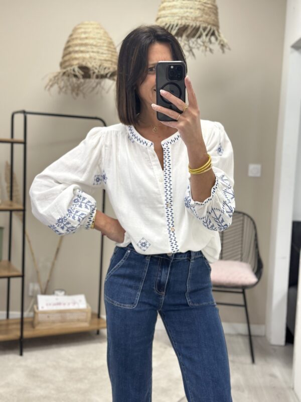 Chemise Alix Blanc/Marine – Image 2