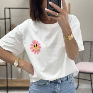Tee Shirt Paquerette Blanc/Rose
