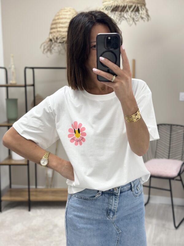 Tee Shirt Paquerette Blanc/Rose – Image 4