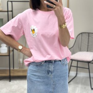 Tee Shirt Paquerette Rose/Blanc