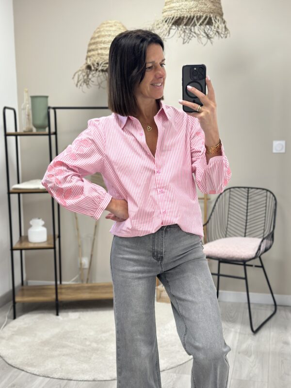 Chemise Cali Rose/Blanc – Image 2