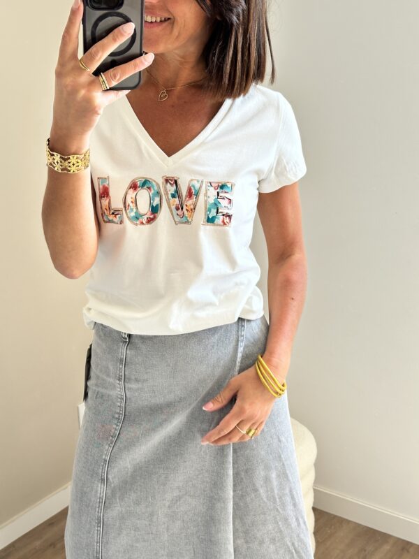 Tee Shirt Love Blanc – Image 3