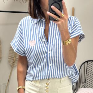Chemise Rayee Claudi Bleu