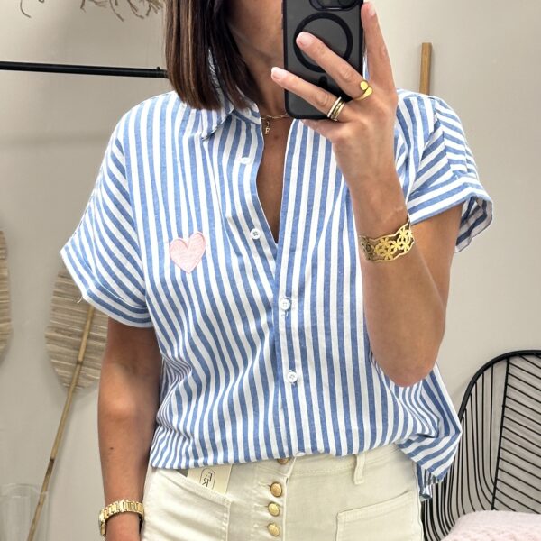 Chemise Rayee Claudi Bleu
